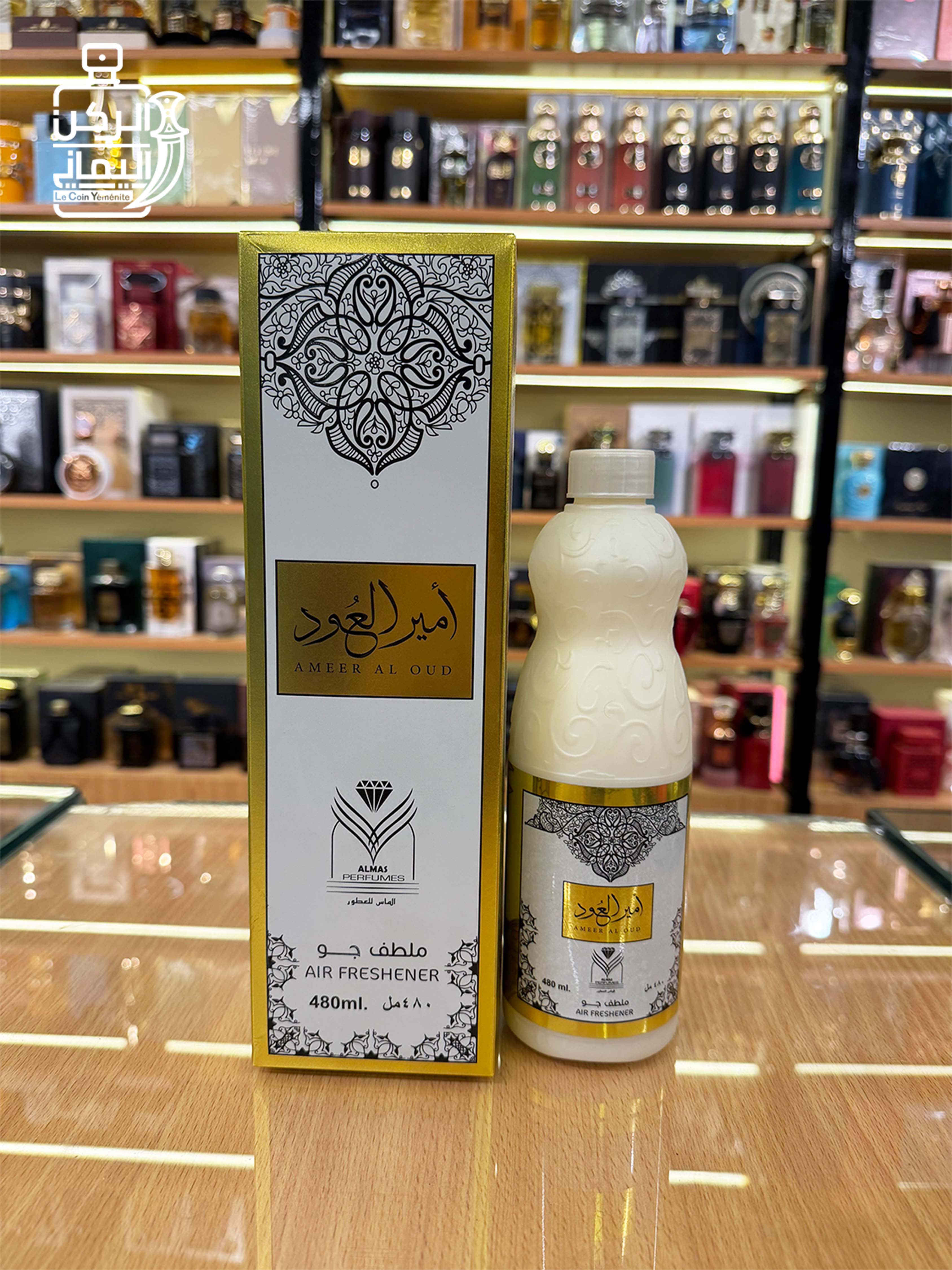 معطر فراش امير العود الذهبي من الماس للعطور
